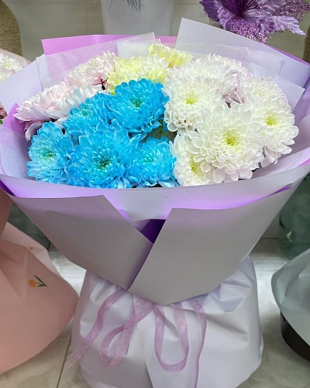 Яркий микс из хризантем с доставкой по Астане