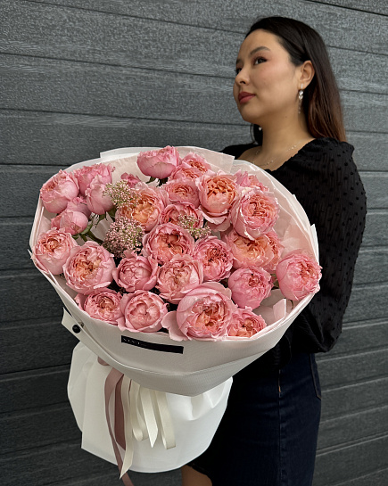 Bouquet of peach flowers delivered to Almaty
