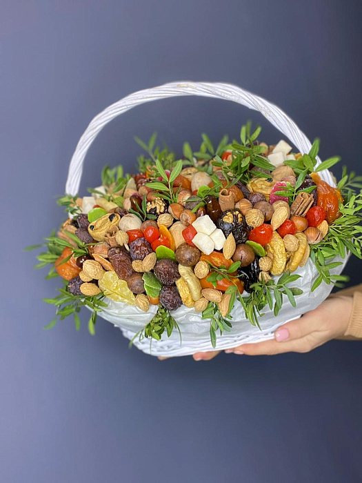 Basket of dried fruits and nuts