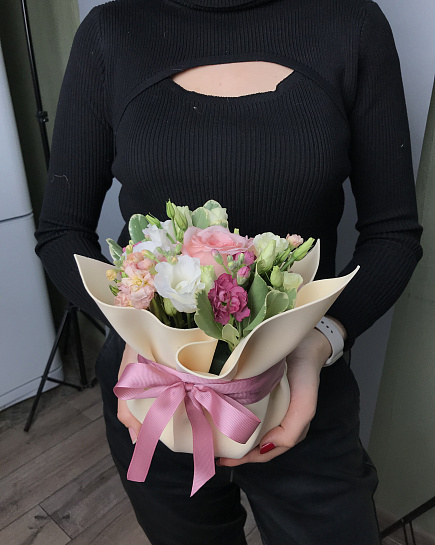 Bouquet of Composition of roses Dawn flowers delivered to Astana