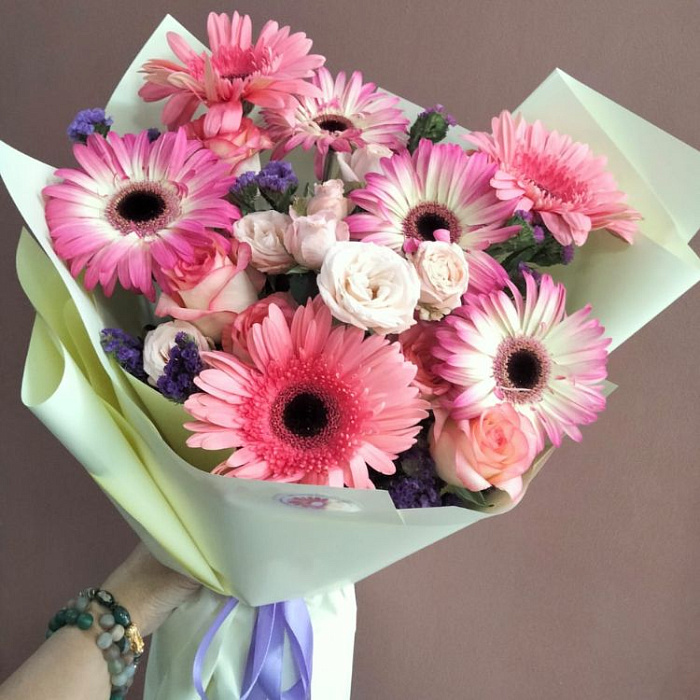 Delicate Euro bouquet of flowers for a girl in Almaty