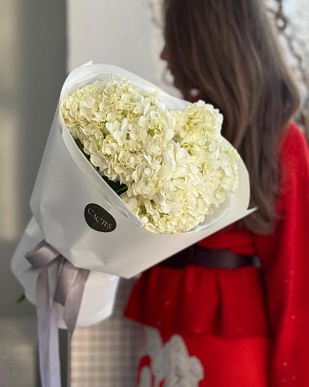 Моно букет из гортензии WHITE с доставкой по Астане