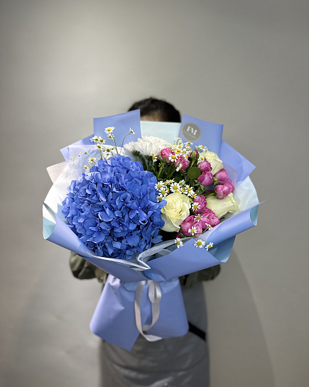 Bouquet of blue symphony flowers delivered to Astana