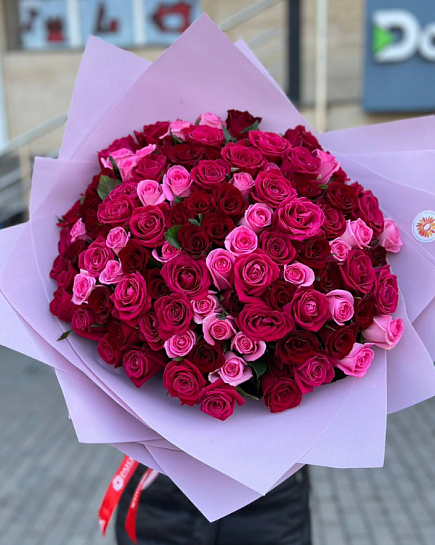 Bouquet of 101 roses flowers delivered to Almaty