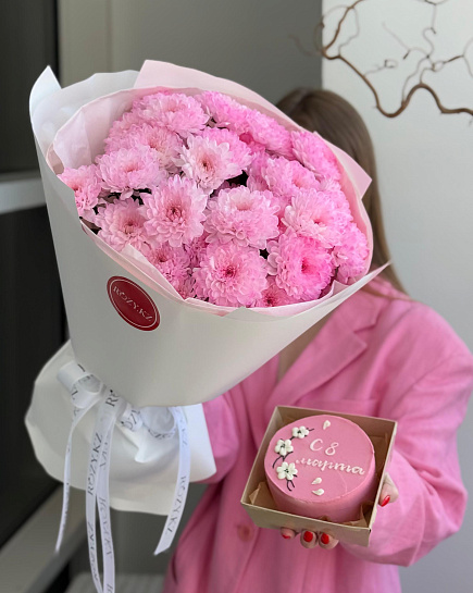 Combo of 5 chrysanthemums and bento “March 8” with delivery to Astana