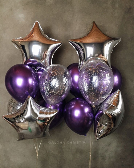 Фиолетово - серебренная композиция с доставкой по Капчагае