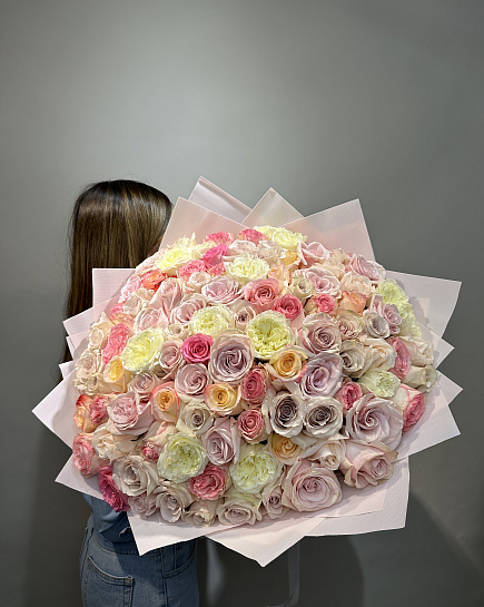 Bouquet of 101 rose mix 50 cm flowers delivered to Astana