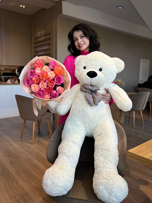 Combo of 19 roses and 120 cm bear