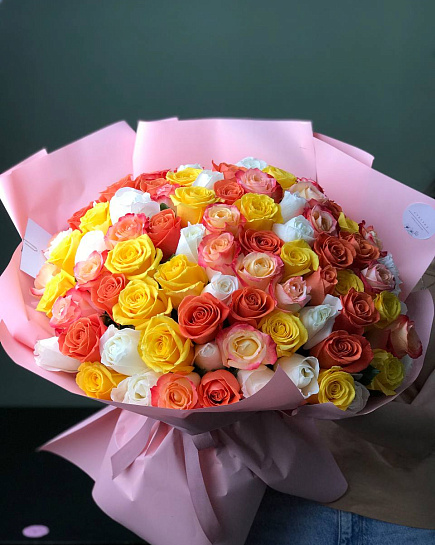 Roses 101pcs assorted with delivery to Almaty