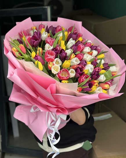 Bouquet of 101 tulips flowers delivered to Astana