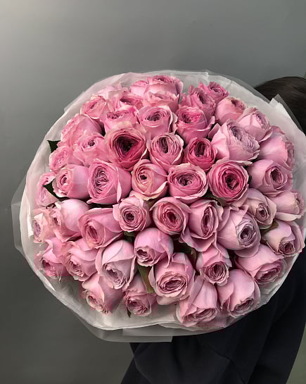 Сортовые розы “Peonikiss” 51 шт в букете  с доставкой по Астане