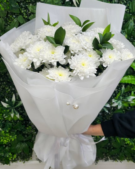 Белоснежное облако хризантем с доставкой по Астане