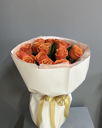 Bouquet of orange roses flowers delivered to Astana