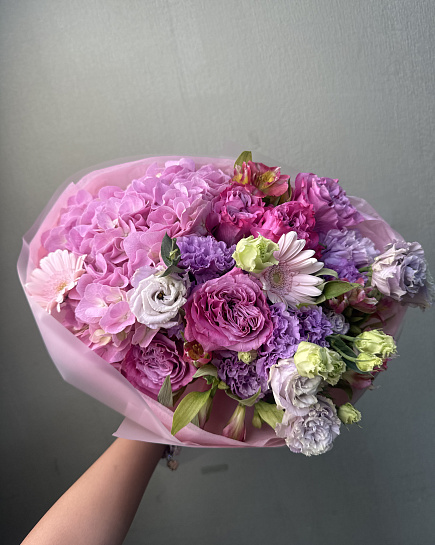 Розово-фиолетовый микс с пионовидными розами with delivery to Astana