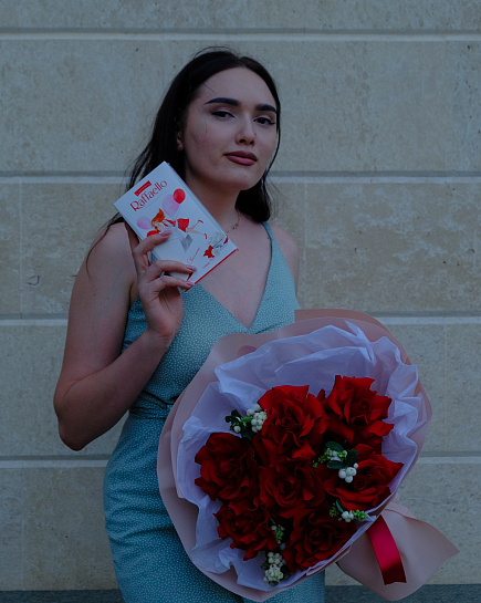 Bouquet of Bouquet of roses + Raffaello flowers delivered to Taraz