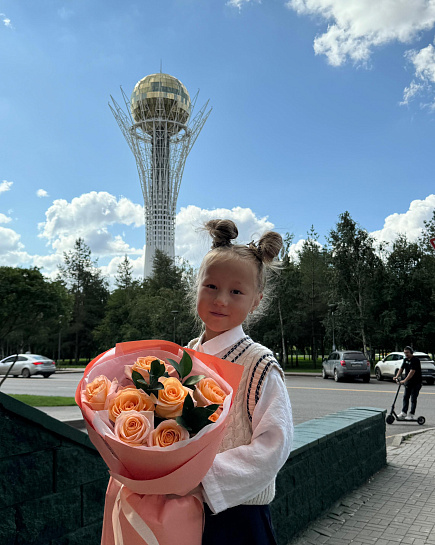 Bouquet of Bouquet of 9 roses with ruscus flowers delivered to Astana