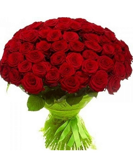 77 высоких элитных красных роз с доставкой по Караганде