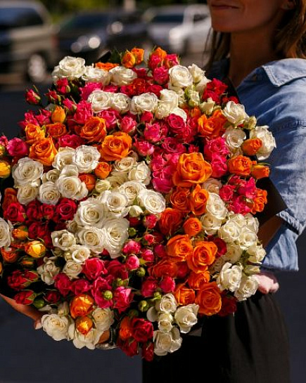 Bouquet of 101 Shrub rose flowers delivered to Almaty