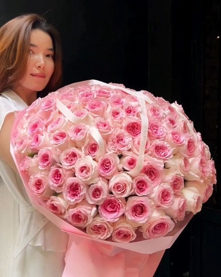 Bouquet of 101 Varietal Roses flowers delivered to Shymkent