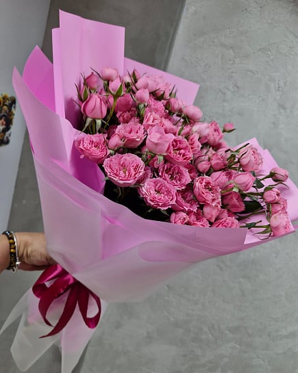 Розовое облако из кустовых роз with delivery to Almaty