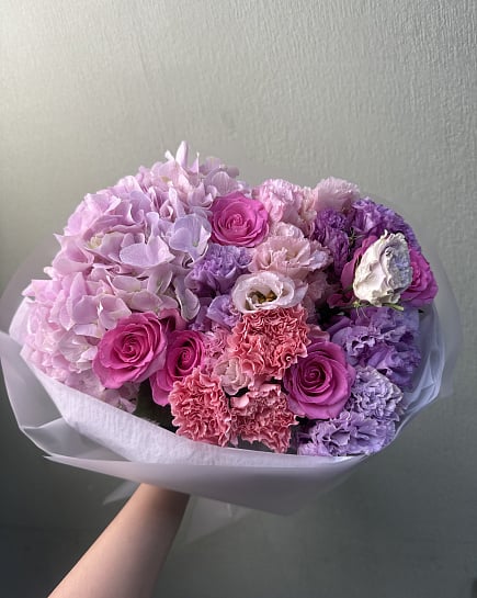 Сиренево-розовый микс с гортензией with delivery to Astana