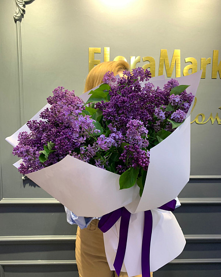 Bouquet of 15 branches of lilac flowers delivered to Astana