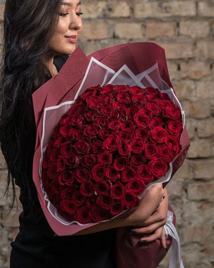 Букет "Марсель" 101 красная роза с доставкой по Алматы