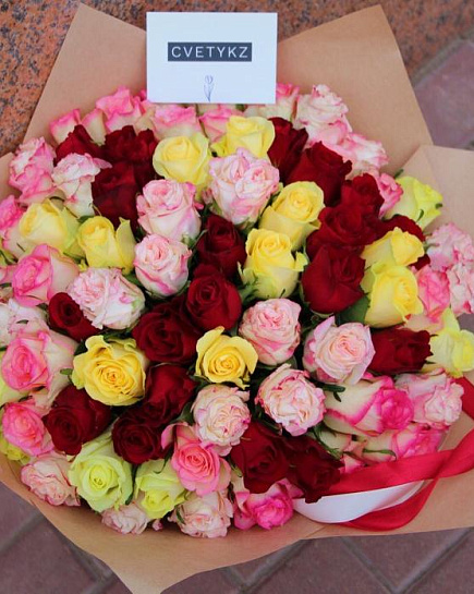 Bouquet of 101 Kenyan rose flowers delivered to Astana