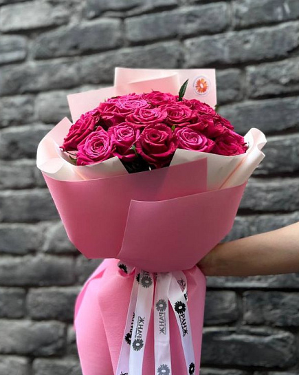 Букет из 21 малиновой розы в Алматы  с доставкой по Алматы