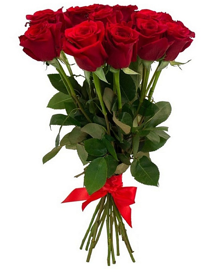 Монобукет из 15 красных роз "Любимой" с доставкой по Астане