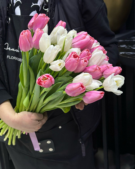 Bouquet of 51 tulips flowers delivered to Almaty