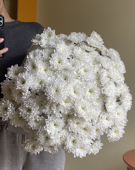 Белоснежное облако хризантем с доставкой по Астане