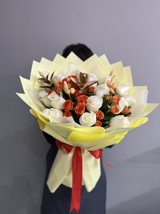 Bright bouquet with dried flowers