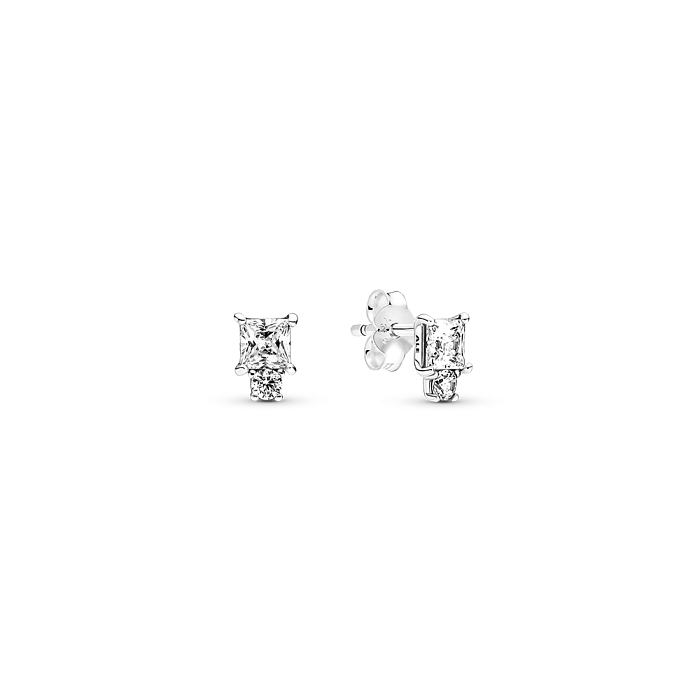Earrings Sparkling circle and square