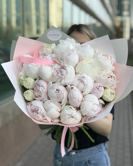Bouquet of Air peonies 25 pcs flowers delivered to Astana