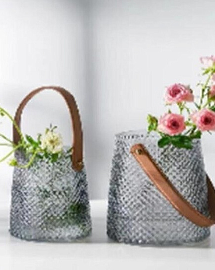 Ваза "Bag" (стекло), D10хН15 см, с ручкой Серый с доставкой по Астане