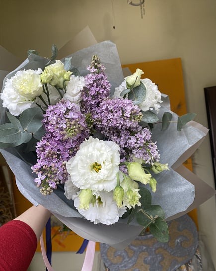 Сиреневое вдохновение с эустомой с доставкой по Астане