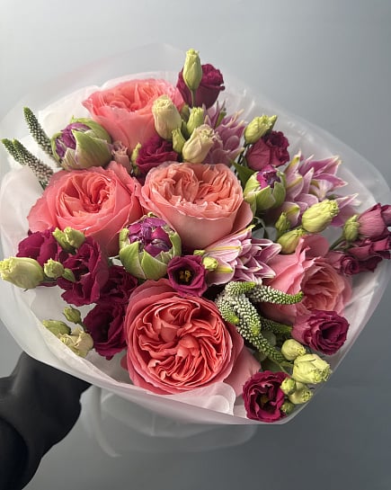 Пионовидный микс в розовых тонах с доставкой по Астане