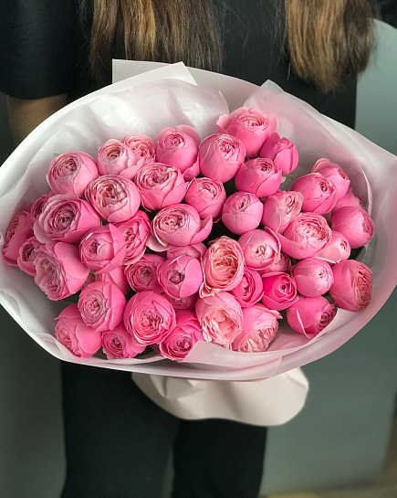 Bouquet of Silva pink bouquet of peony roses flowers delivered to Astana