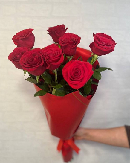Букет из 9 высоких красных роз  с доставкой по Алматы
