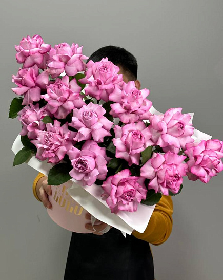 Bouquet of Composition of French roses 15 pcs flowers delivered to Astana