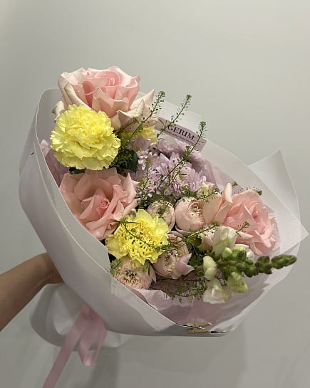 Пастельный микс с пионовидными розами с доставкой по Астане