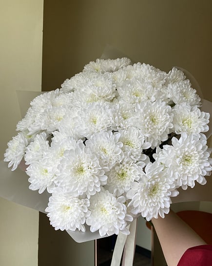 Белоснежное облако хризантем с доставкой по Астане