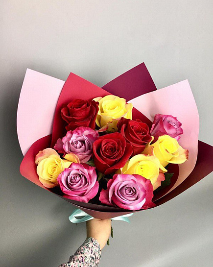 Bouquet of Mix of 11 roses flowers delivered to Astana