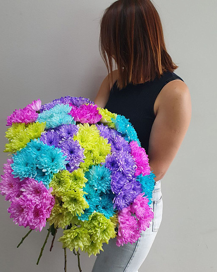 Bouquet of Bright bouquet of chrysanthemums flowers delivered to Astana