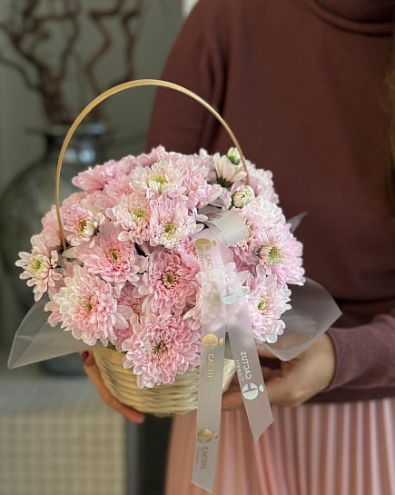 Basket with chrysanthemum mini with delivery to Astana