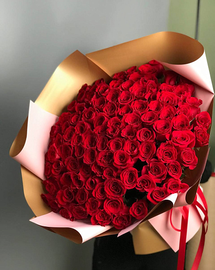 Букет из 101 красной розы с доставкой по Алматы