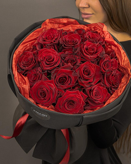 Bouquet of Reds in black flowers delivered to Uralsk
