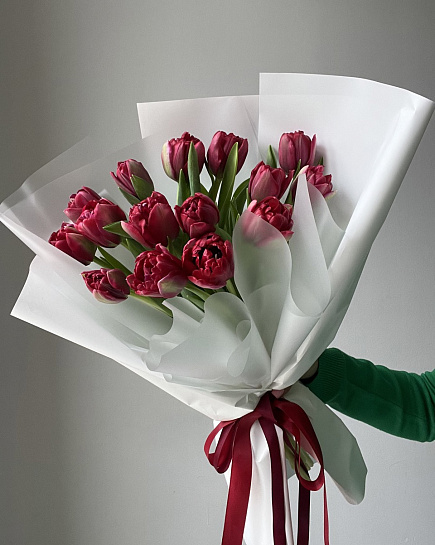 Пионовидные тюльпаны (красные) 15 шт с доставкой по Алматы