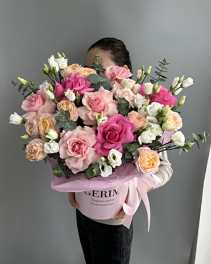 Mix of flowers in a box with delivery to Astana